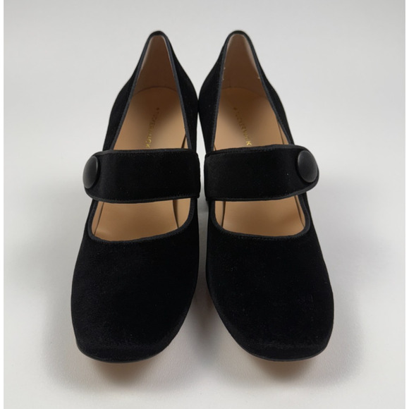 Tuckernuck Black Velvet Ellie Mary Jane Block Heels Size 9 - Picture 1 of 10